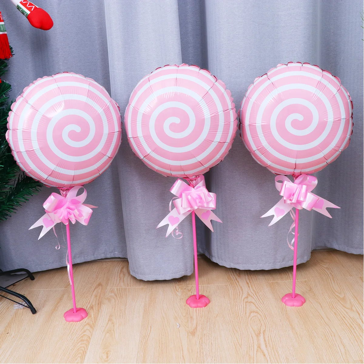 

3Pcs Round Balloon Table Decoration Aluminum Foil Lollipop Design Balloons Photo Props Fun Supplies