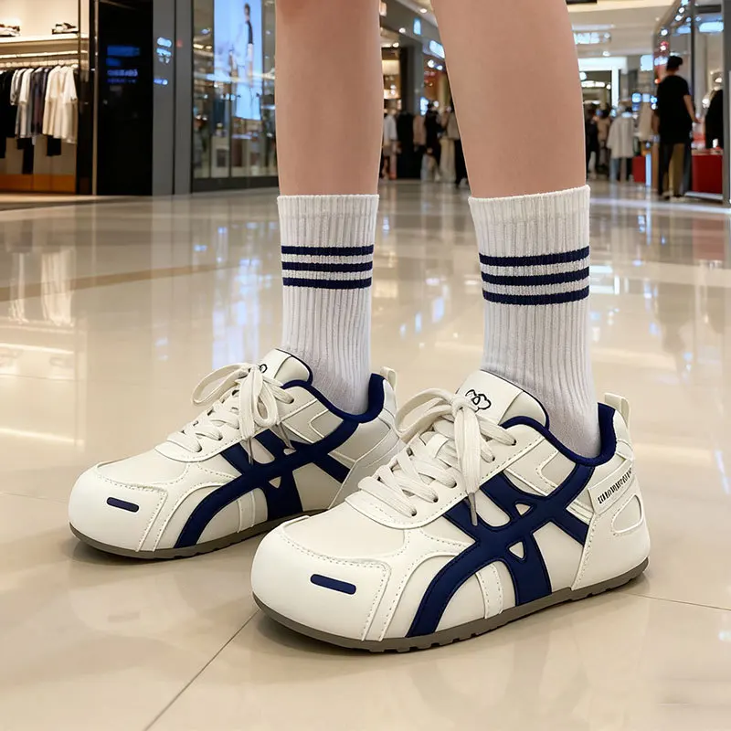 

Уникальный дизайн, повседневные кроссовки унисекс, модные универсальные белые туфли с круглым носком, резиновая подошва, корейский стиль, весна-осень