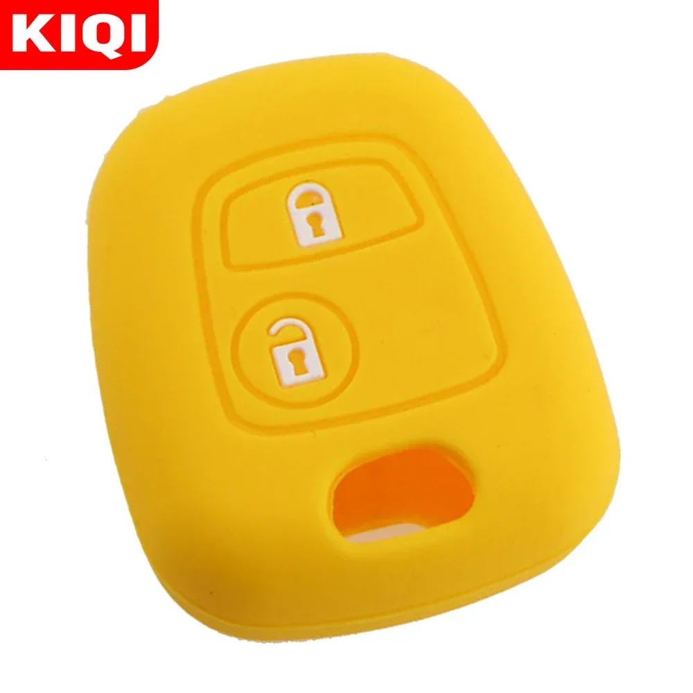 Funda protectora de Gel de sílice para coche, 2 botones, soporte para llave remota, accesorios de silicona para Peugeot 106, 107, 206, 207, 307, 408