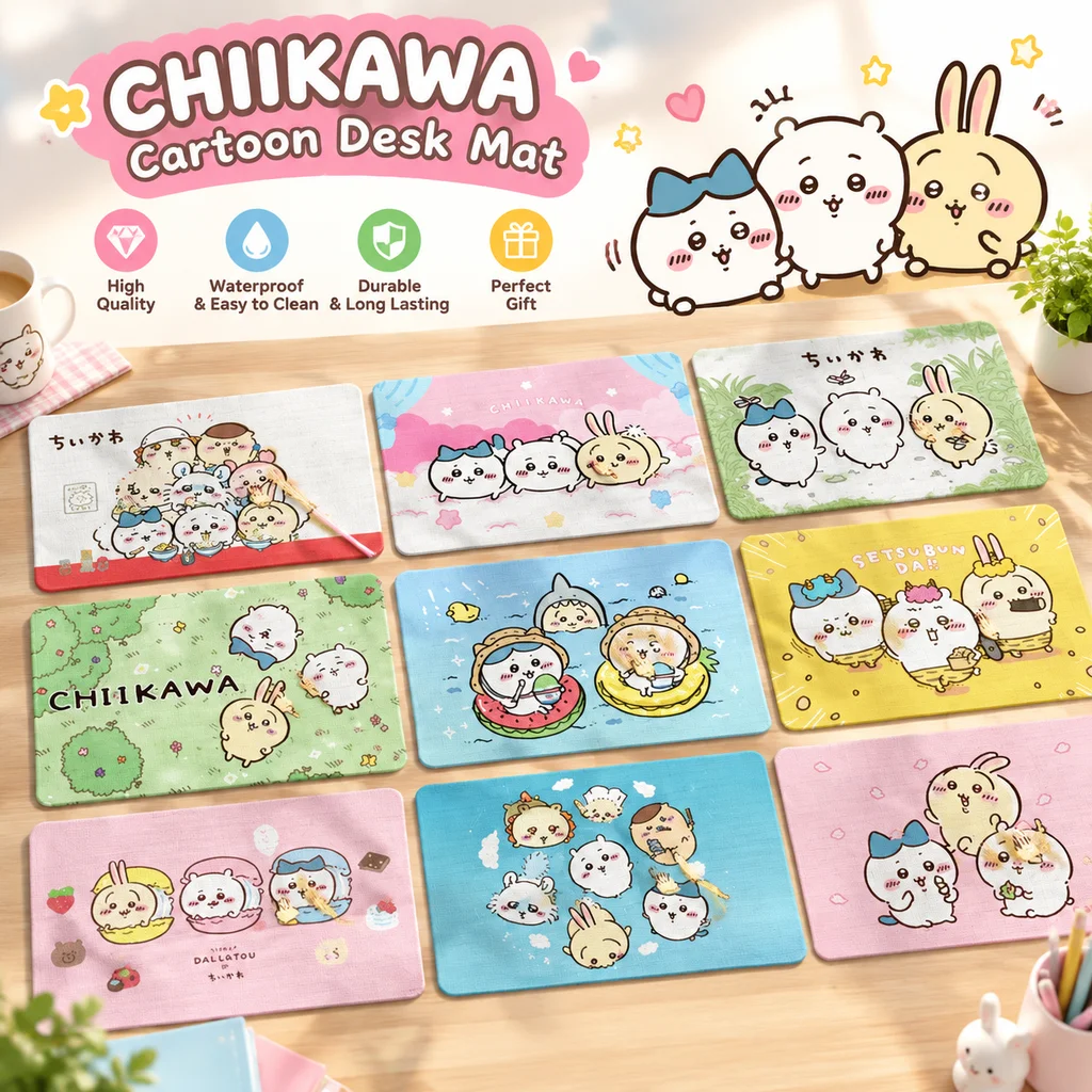 Chiikawa Cute Cartoon Placemat Non Slip Absorbent Kids Student Bowl Mat Heat Insulation Dining Table Mat Woven Mesh Desk Pad