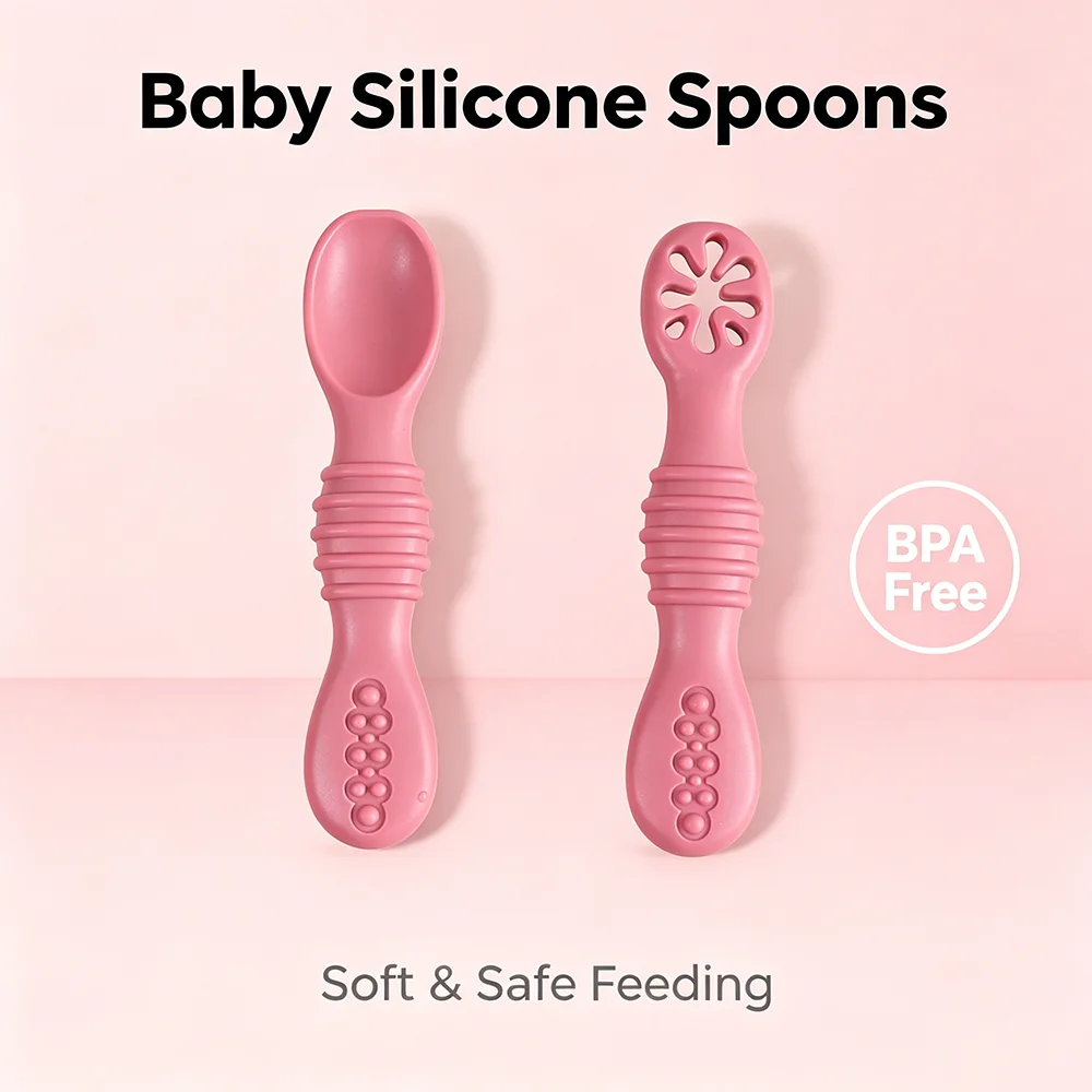 Baby Led Weaning Set - 2PCS Silicone Baby Feeding Spoon Set