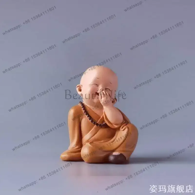 PG   huineng little monk zen ornament laughing buddha samgha doll small statue maitreya   bonsai figure mini decoration view 6