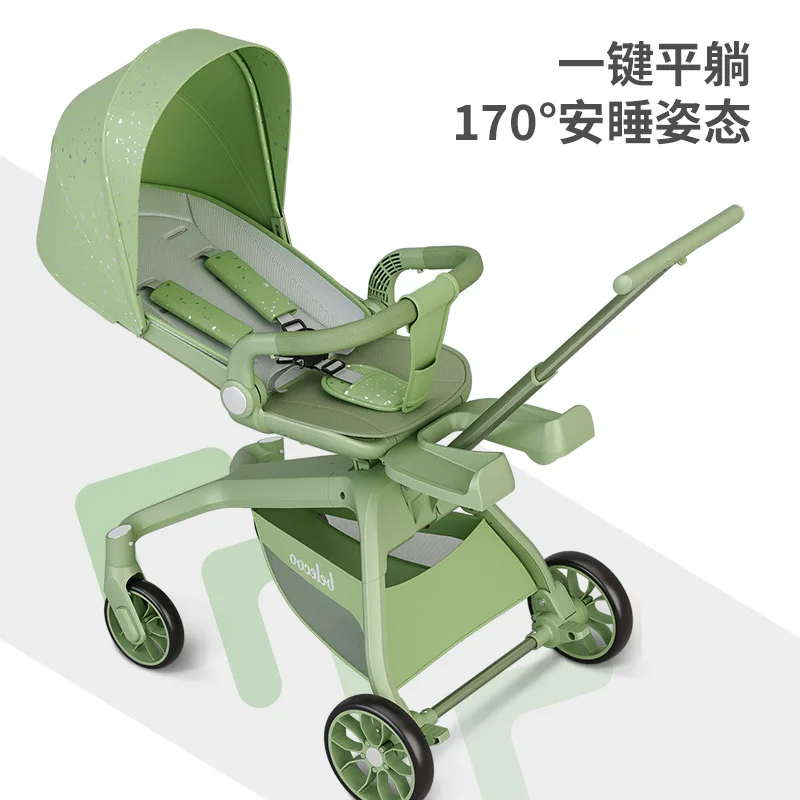 عربة أطفال Belecoo ذات مناظر طبيعية عالية وخفيفة الوزن وقابلة للطي وممتصة للصدمات ثنائية الاتجاه #3