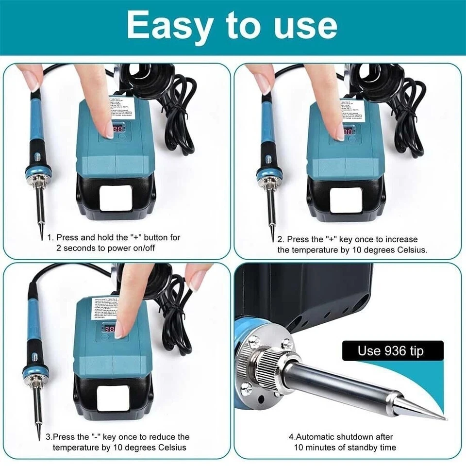 For Makita 20V Battery 60W Electric Soldering Iron Wireless Welding Power Tool 300-500℃ Temperature Adjustable Fast Heating image 5