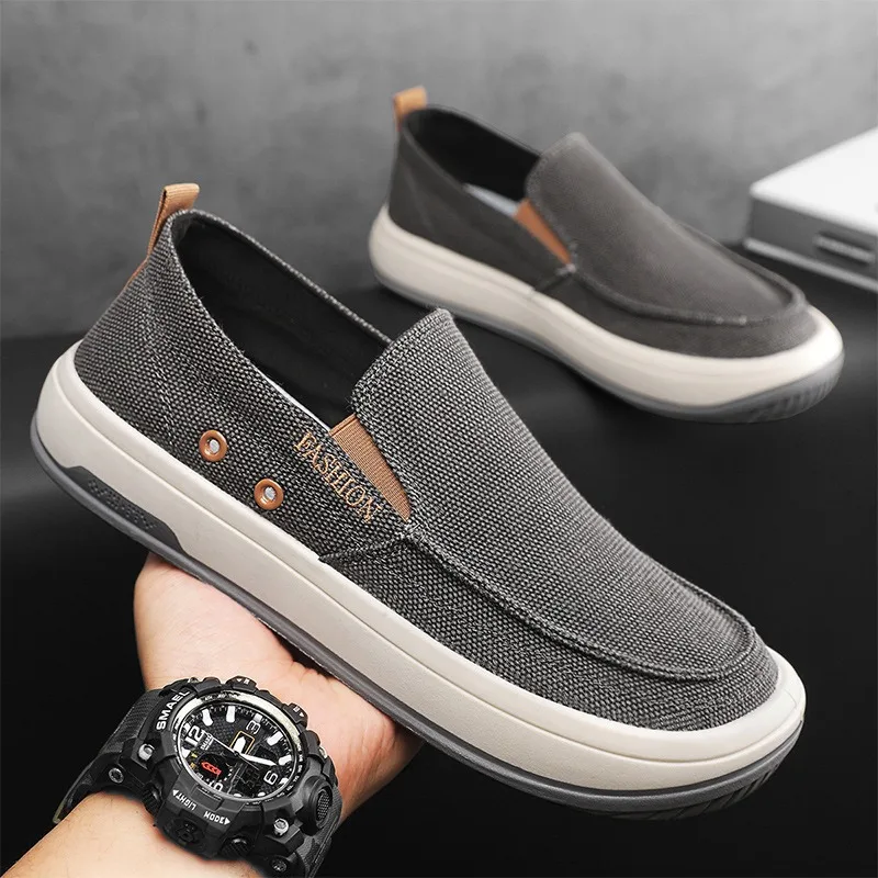 

New Canvas Casual Shoes for Men Mesh Loafers Breathable Men's Espadrilles Comfortable Male Sneaker Pvc Sole Man's Walking Shoes