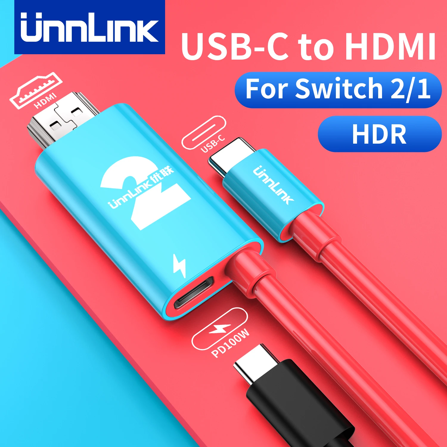 

Unnlink 4K 60Hz Switch Dock for Nintendo Switch 2/OLED USB C to HDMI Cable Adapter 100W PD for SteamDeck 1080P 120Hz /2K 120Hz