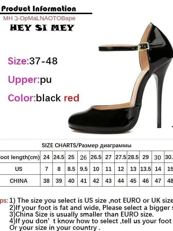Hey Si Mey Zapatos de Tacón Alto de Moda Rojos y Negros Estilo D'Orsay con Material Interior de Piel de Cerdo, Suela de Tela ...
