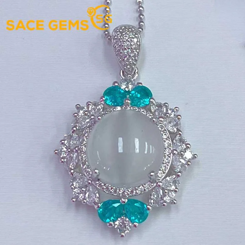 

SACE GEMS Natural Moon Stone 925 Sterling Silver Necklace Pendant for Wedding Parties Boutique Jewelry for Valentine's Day Gifts