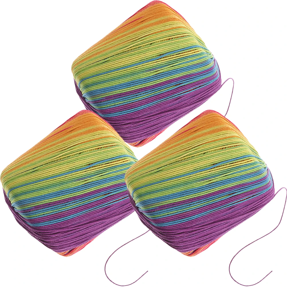 

3pcs Lace Yarn for Scarves Multicolored Crochet Thread Knitting Cotton DIY Supplies Gradient Sweater Pattern Accessories