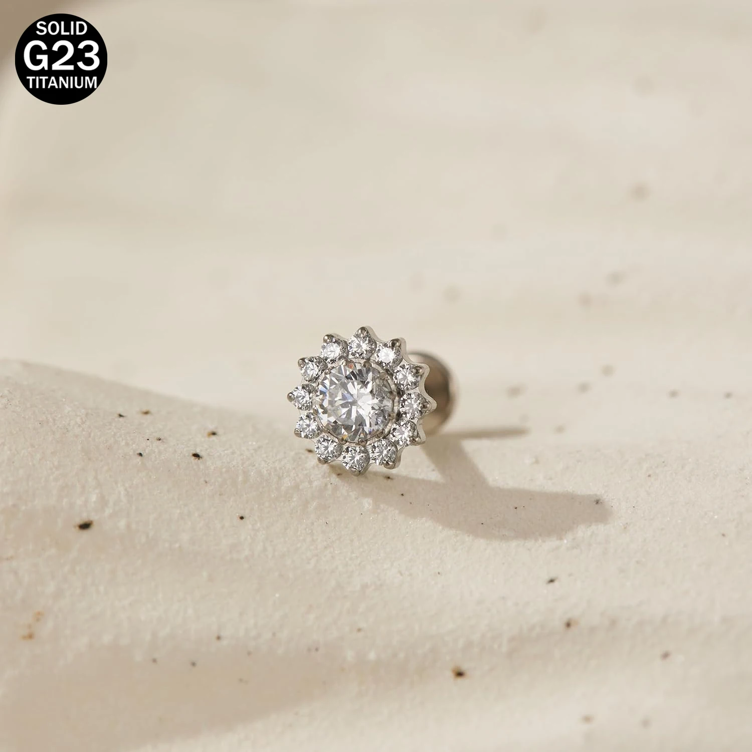 Titanium Flat Back Earrings Stud with Internally Threaded Screw Posts 16G 18G Hypoallergenic for Cartilage Helix Tragus Conch