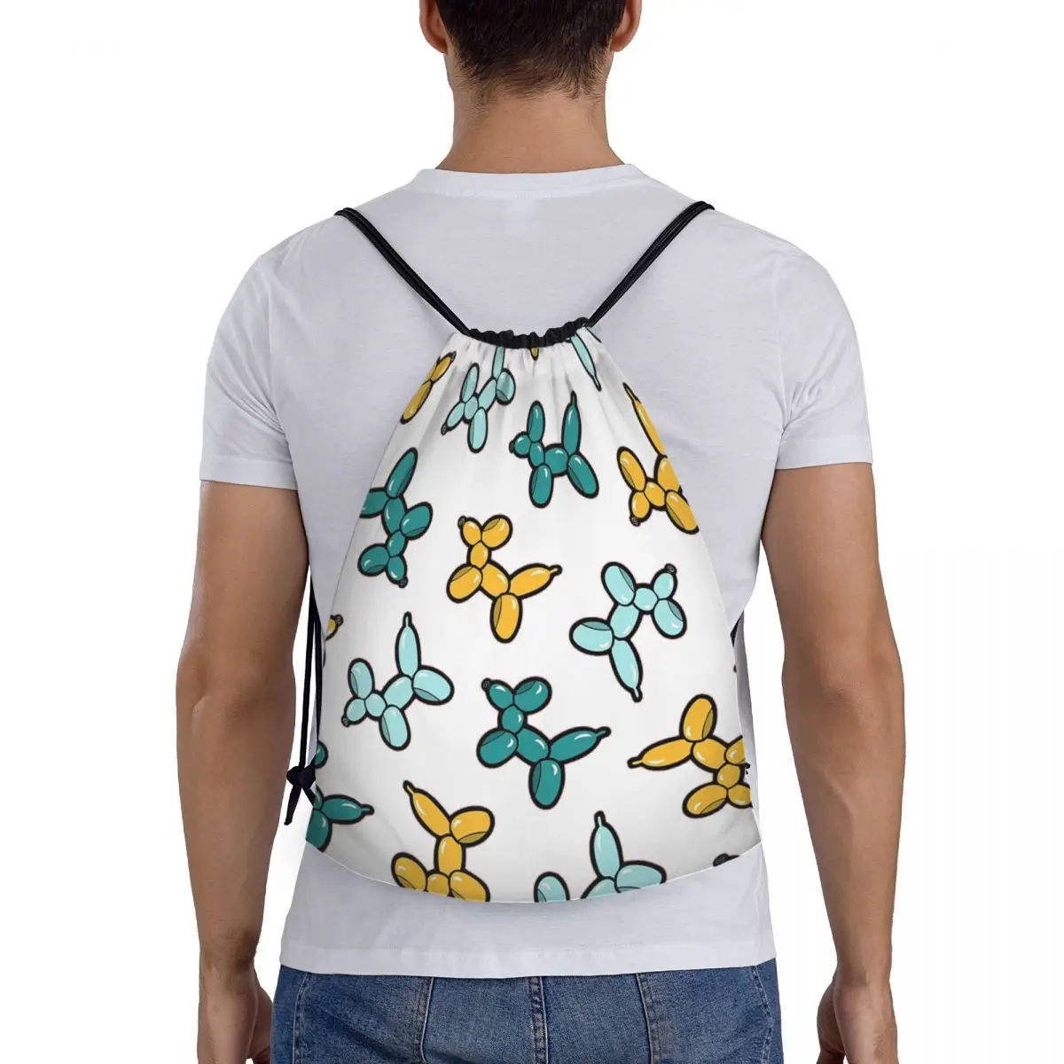 

Balloon Animal Dogs Pattern In Red Backpacks Fashion Portable Drawstring Bags Sundries Bag Book Bags For Travel Students