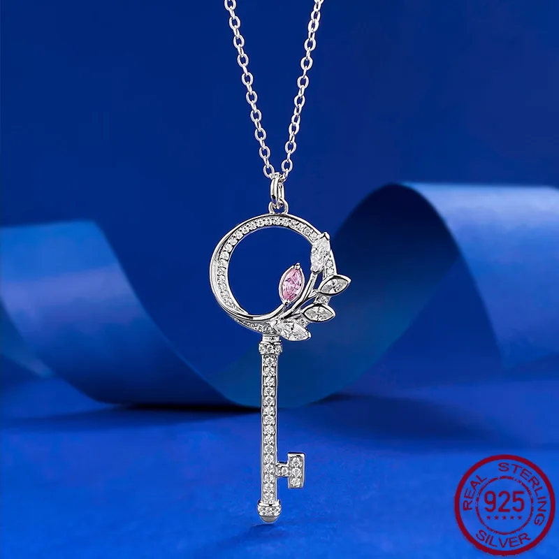 

Новое серебряное колье-подвеска S925 с ключом, женское, модное, в стиле Mingyuan, легкий люкс, простое и нежное, свадебное украшение