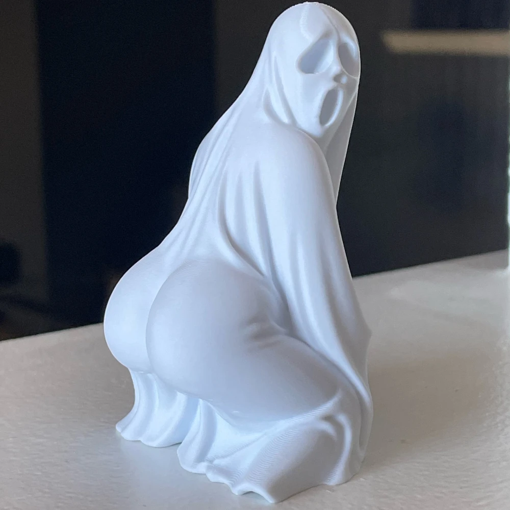 Large Cute Ghost Figure Halloween Decoration 3D Printed Sculpture Creepy Witch Spirit For Desktop Shelf Home Party Gift