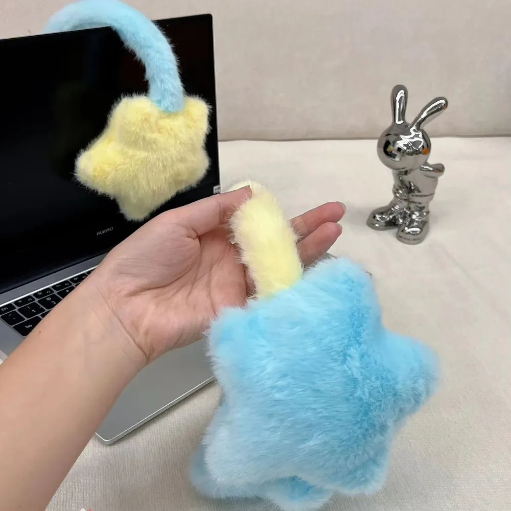 Очаровательные минималистичные наушники со звездным узором, теплая контрастная пушистая гарнитура, наушники, грелки для ушей, холодная погода