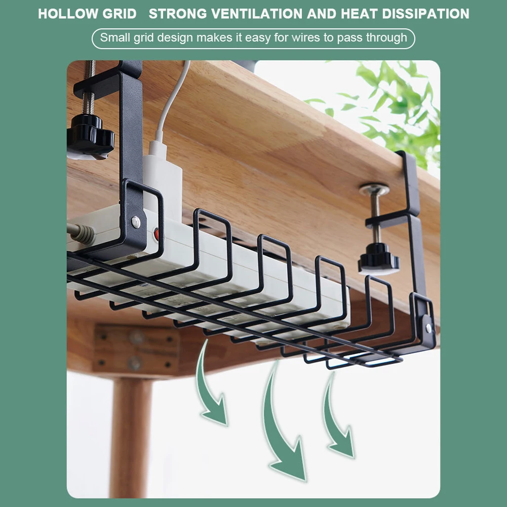 Металлический стеллаж для хранения под столом, лоток для управления кабелями, органайзер для кабеля для дома и офиса, кухонные аксессуары для хранения без пробивания отверстий