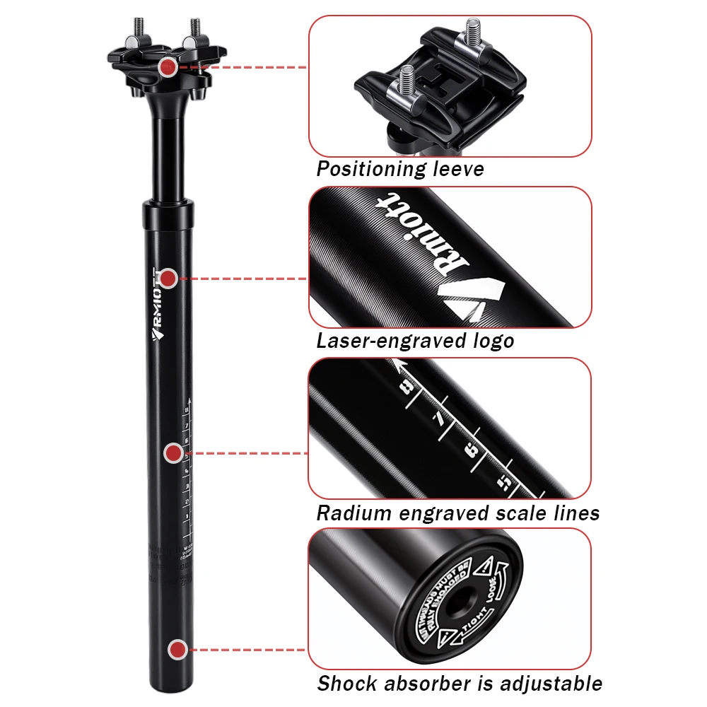 MTB Gefederte Sattelstütze 28,6/30,4/30,9mm Verstellbare Stoßdämpfende Fahrradsattelstütze für Mountainbikes – Detail 2