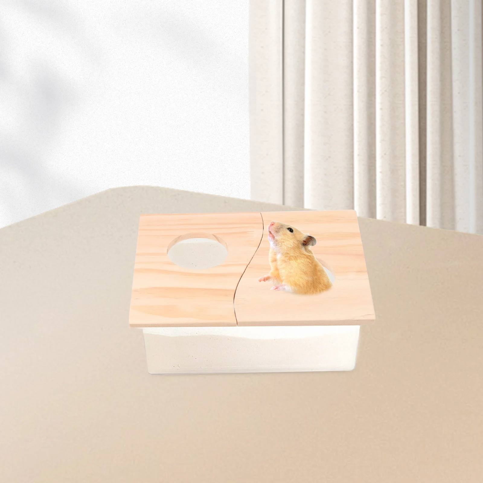 

Hamster Litter Box Bath Basin Anti Splashing Shower Kit Small Pet Container Acrylic Wooden Toilet HouseAccessory