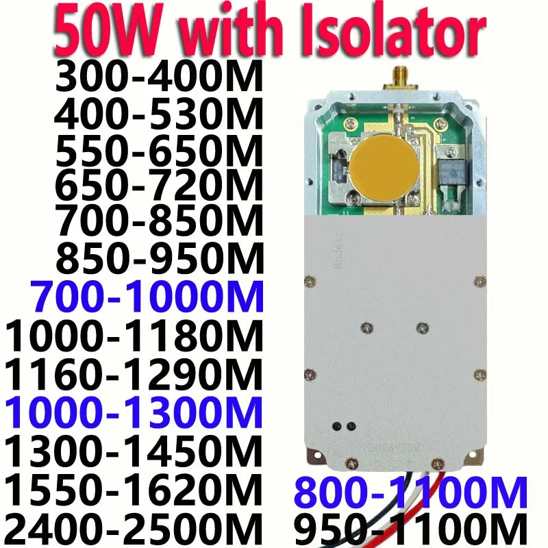 

50W modules with Isolator 300-2500MHZ Customizable frequency bands