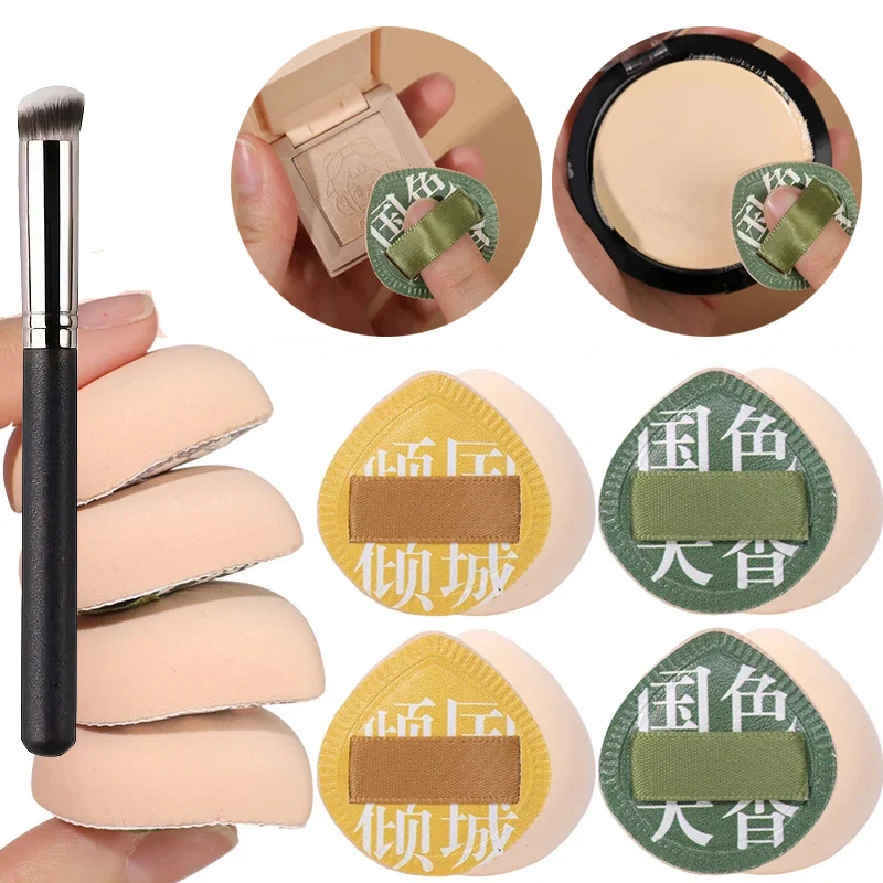 4 stücke Mini Finger Puff Air Kissen Puff Trocken Nass Dual Verwenden Foundation Schwamm Detail Make-Up Schwamm Puff Set mit Concealer pinsel