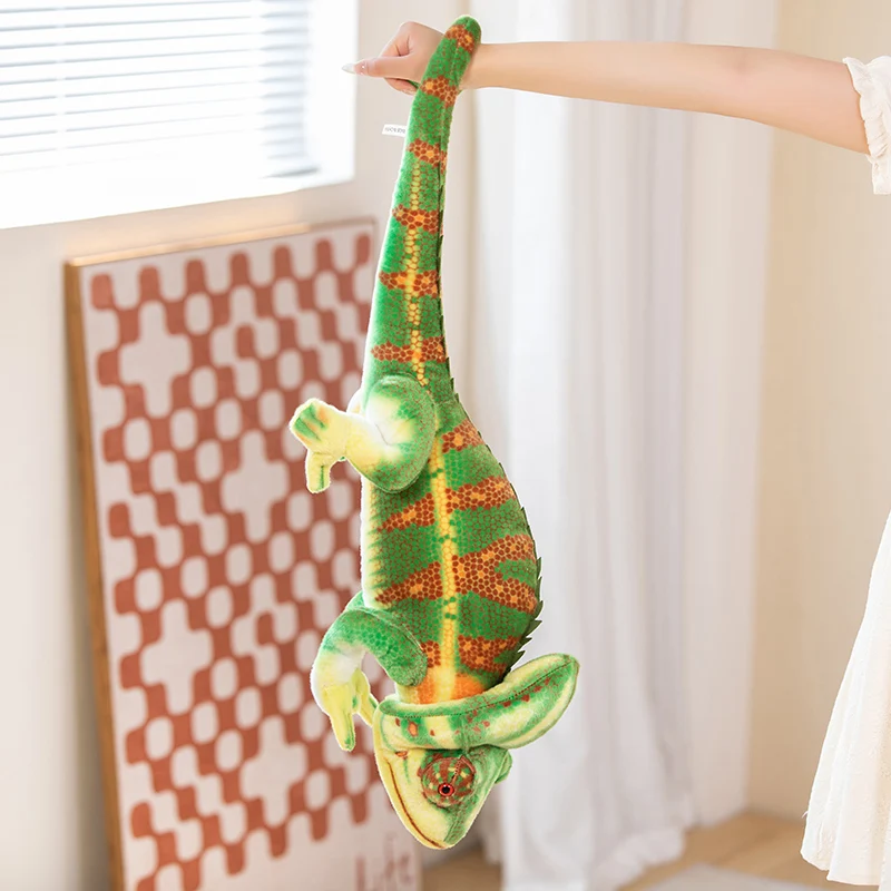 80/110CM Simulation Chameleon Plush Toys Stuffed Soft Animal Pillow Realistic Chameleon Dolls Creative Birthday Xmas Gif