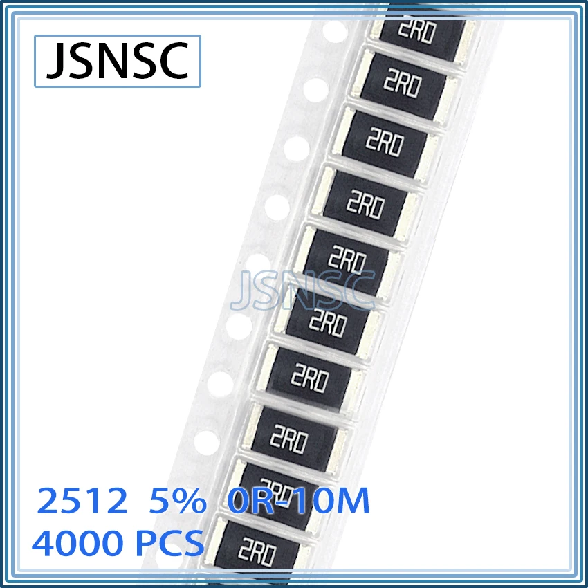 JSNSC 2512 J 5% 4000pcs 0R-10M CHIP smd 6432 resistor 0R 10R 100R 1K 4.7K 10K 22K 30K 47K 51K 56K 75K 82K 100K 200K 470K 510K 56