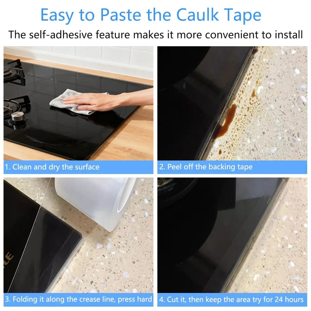 Clear Caulk Tape Self Adhesive Waterproof, Caulking Adhesive Sealing Tape,Bathroom Sealant Caulk Strip for Toilet,Bath Tub, Sink