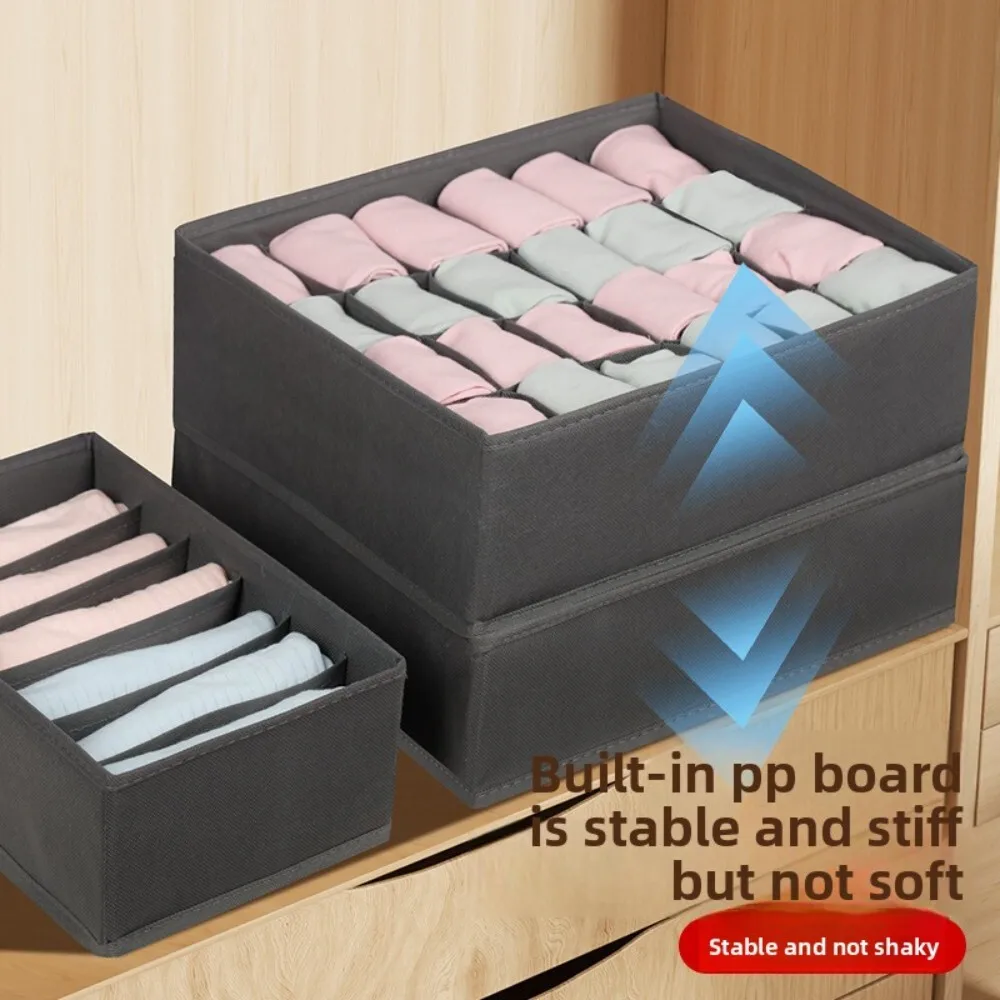 

Off White Gray Underwear Organizer Box for Socks Bra Storage Four Piece Set Home Fabric Closet Organizer 124