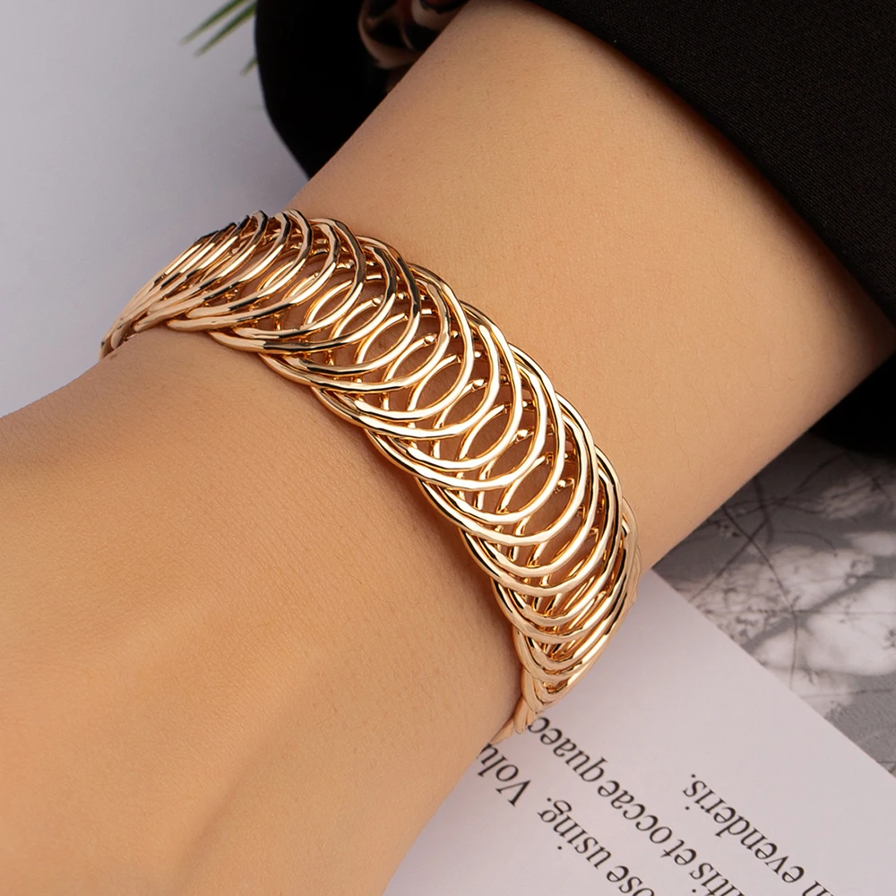 Punk Style Adjustable Open Bracelets & Bangles for Women Sexy New Fashion Charm Metal Braided Bracelets Party Jewelry Gifts