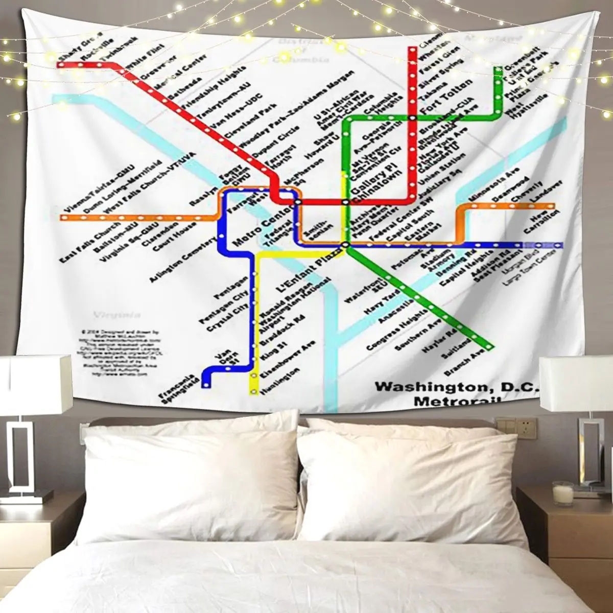 Washington DC Metro Subway Map Tapestry Art Wall Hanging Aesthetic Home Decor Tapestries for Living Room Bedroom Dorm Room