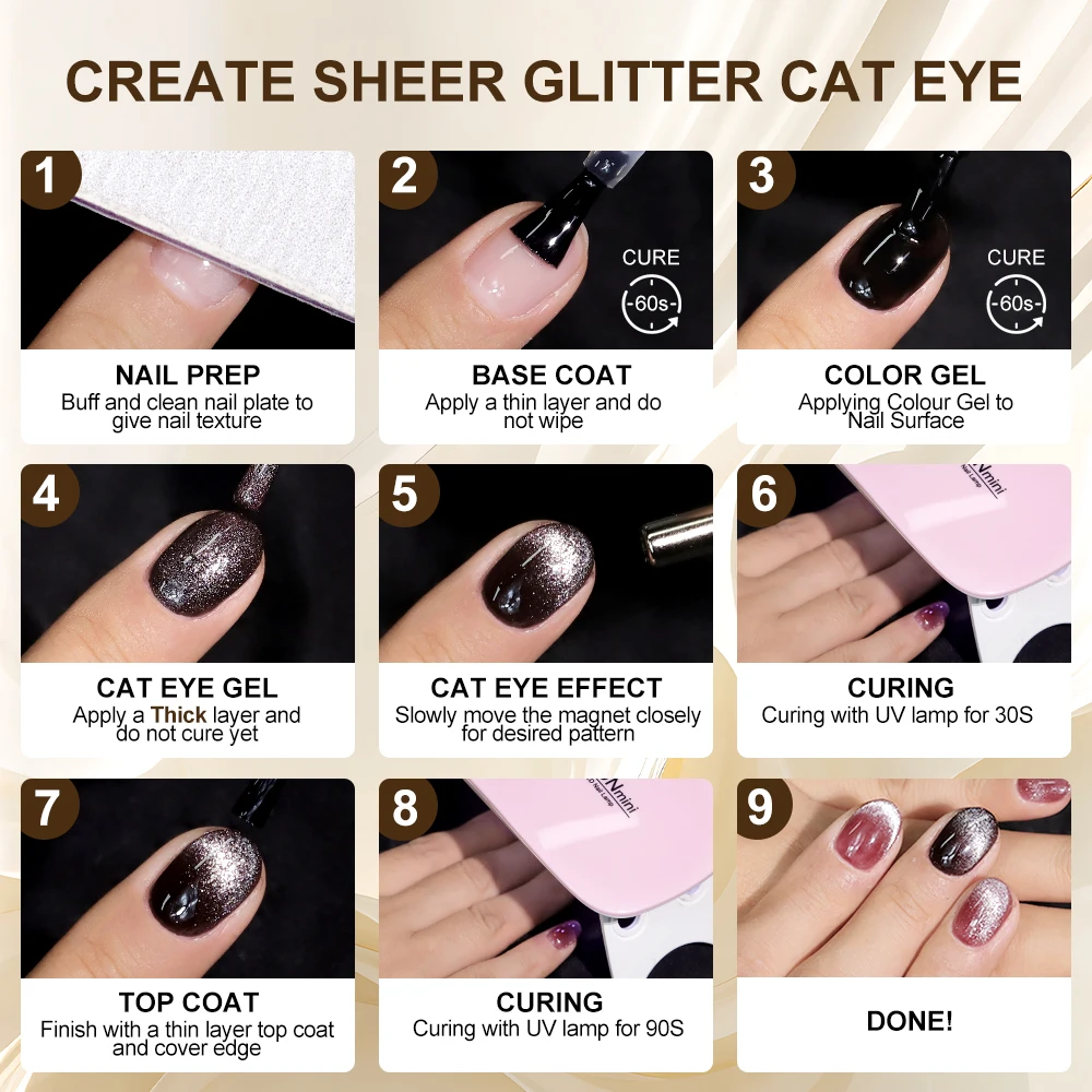 Cat-Eye-Gel-Nagellack-Set, 6 Farben, Pastellschimmer, Glitzer-Gel-Nagellack-Set für Maniküre, Kunst, UV-Gel mit Magnet, Geschenk für Frauen