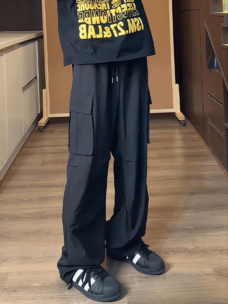 

Bla Large ket Ice Silk Men's Spring Summer Thin Straight Leg Large Size Workwear Pants Climbing Trousers Casual Faion