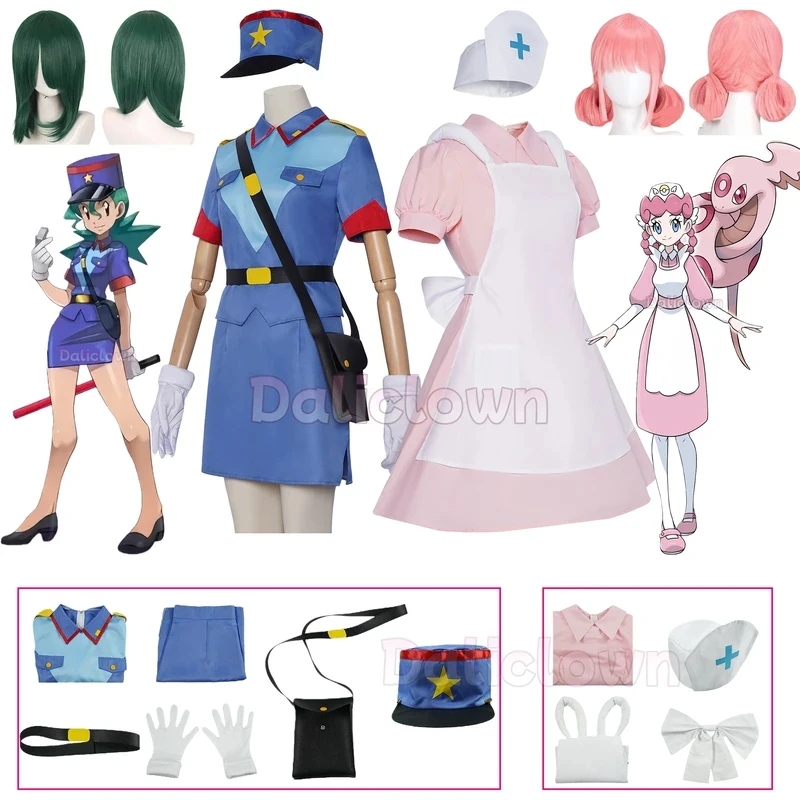 Costume de cosplay infirmière Joy Officer Jenny, perruque, uniforme, robe, carnaval, Comic Con, jeu, anime, fête, vêtements pour filles, femmes, grande taille CanC