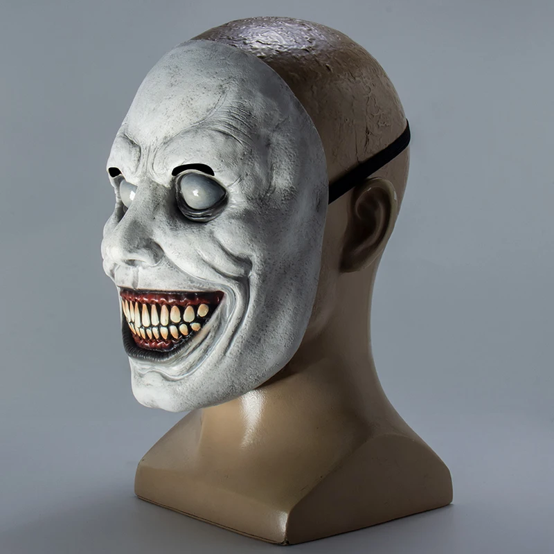 ابتسامة قناع الوجه الأبيض مخيف طارد الأرواح الوجه المبتسم شيطان قناع زومبي الشر تأثيري حلي لجميع القديسين كرنفال #2