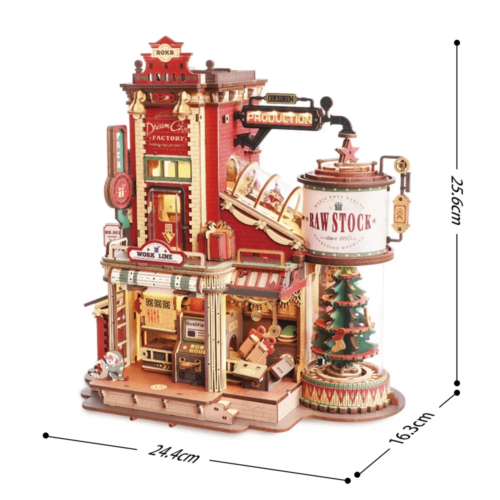 Boîte à musique Puzzle 3D en bois, usine de cadeaux de rêve, modèle de noël, Kit de bricolage pour enfants et adultes, meilleur cadeau de décoration pour filles