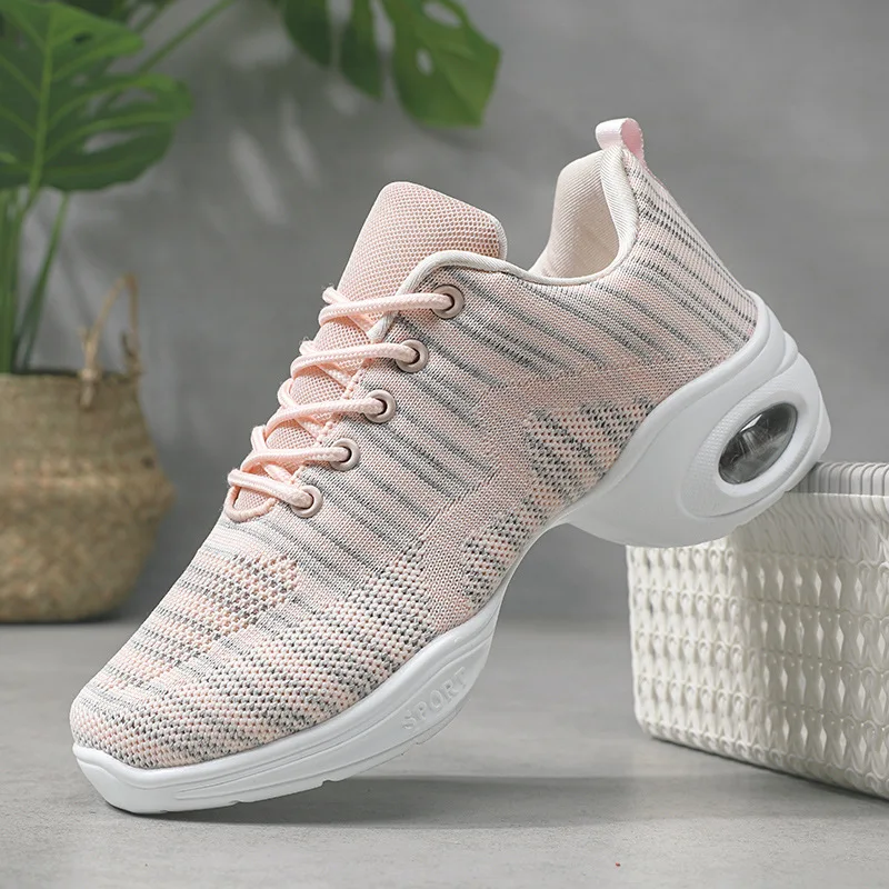 Dance Shoes Woman Ladies Modern Soft Outsole Jazz Sneakers Mesh Breathable Lightweight Female Dancing Fitness Shoes Sport