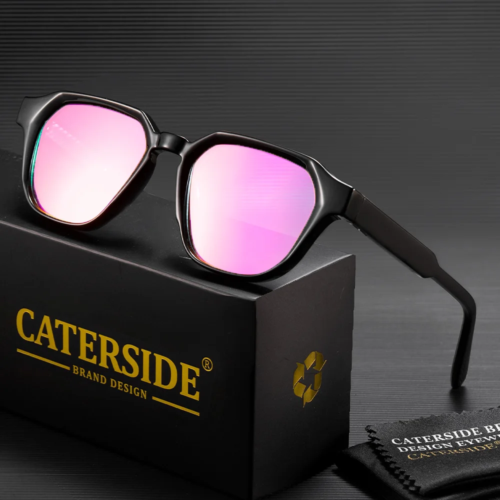 CATERSIDE Men Women Fashion Square Frame Sunglasses Daily Wear UV400 Protection Eyewear PC Frame Propionate Pin Legs Sun Glasses