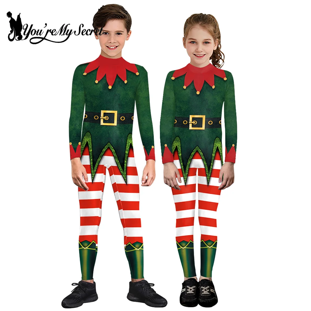 

[You're My Secret] Christmas Elf Santa Claus Cosplay Costume Boy Girl Disguise Wear Bodysuit Party Jumpsuit Clothes