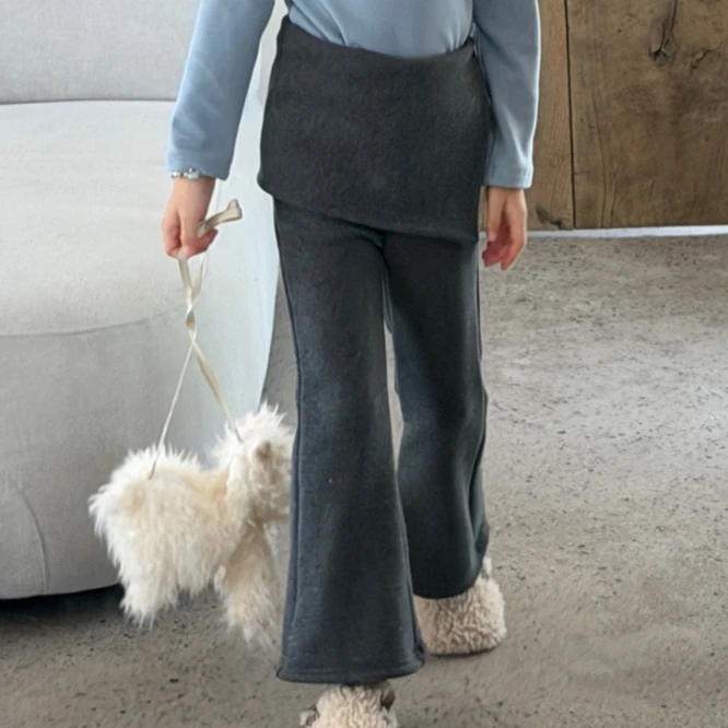 Girls Pants 2026 Spring and Autumn New Children's Clothing Korean Style Girl Baby Leisure Fake Two Plush Micro Slacks