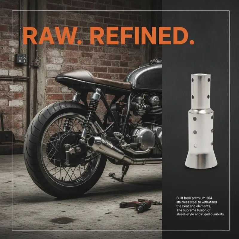 Vibration Free Universal Motorcycle Exhaust DB Killer Front Mid End Noise Cancelling Catalyst Muffler for Smooth Riding