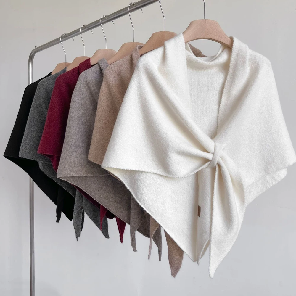 

1 шт. Высококачественная модная однотонная треугольная шаль: комфортный мягкий шарф для улицы, повседневный, универсальный, трендовый, идеальная шаль