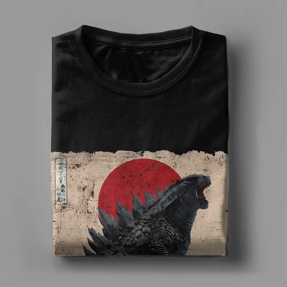 Unique Japanese Godzillaed Great Wave T-Shirt Men Crew Neck Pure Cotton T Shirts Short Sleeve Tees 4XL 5XL Clothes