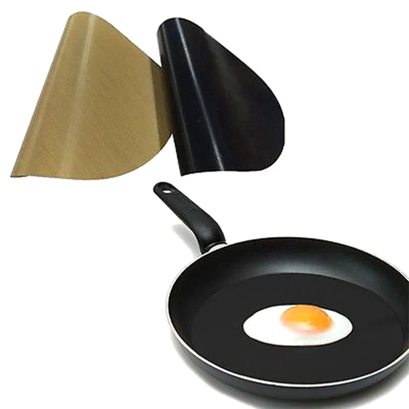 2pcs BBQ Baking Mats Cooking Tool Fry Liner Sheet Cooking Wok Sheet Pad Kitchen Round Reuseable Non-stick Mat Pan