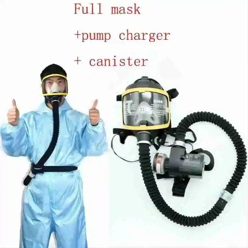 Protective Electric Constant Flow Supplied Air Fed Full Face Gas Mask Respirator System respirator Mask Workplace Safety Supplie