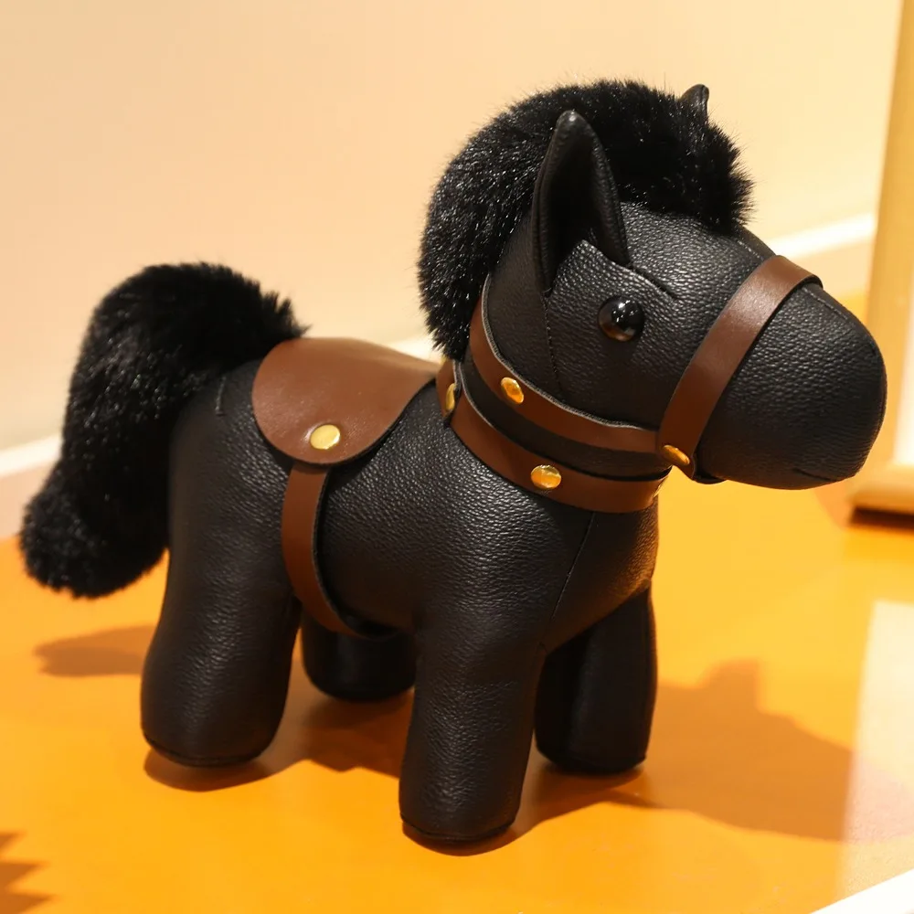 

New Cute Horse Doll Pendant Animal Simulation Horse Pendant PU Leather Horse Pendant Soft Stuffed Animal Toy Bag Decor