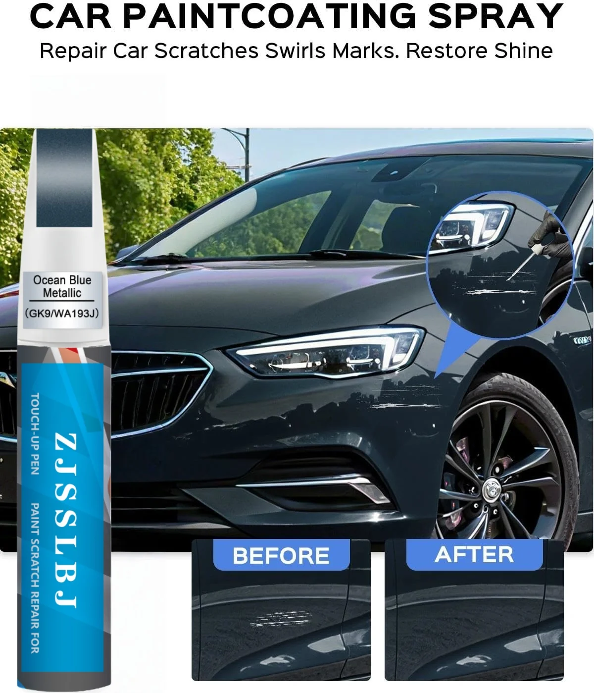 Ocean Blue Metallic(GK9/WA193J) Touch Up Paint Compatible with Buick Exact Match 2 in 1 Touch up Pen for Chips and Nicks Repair