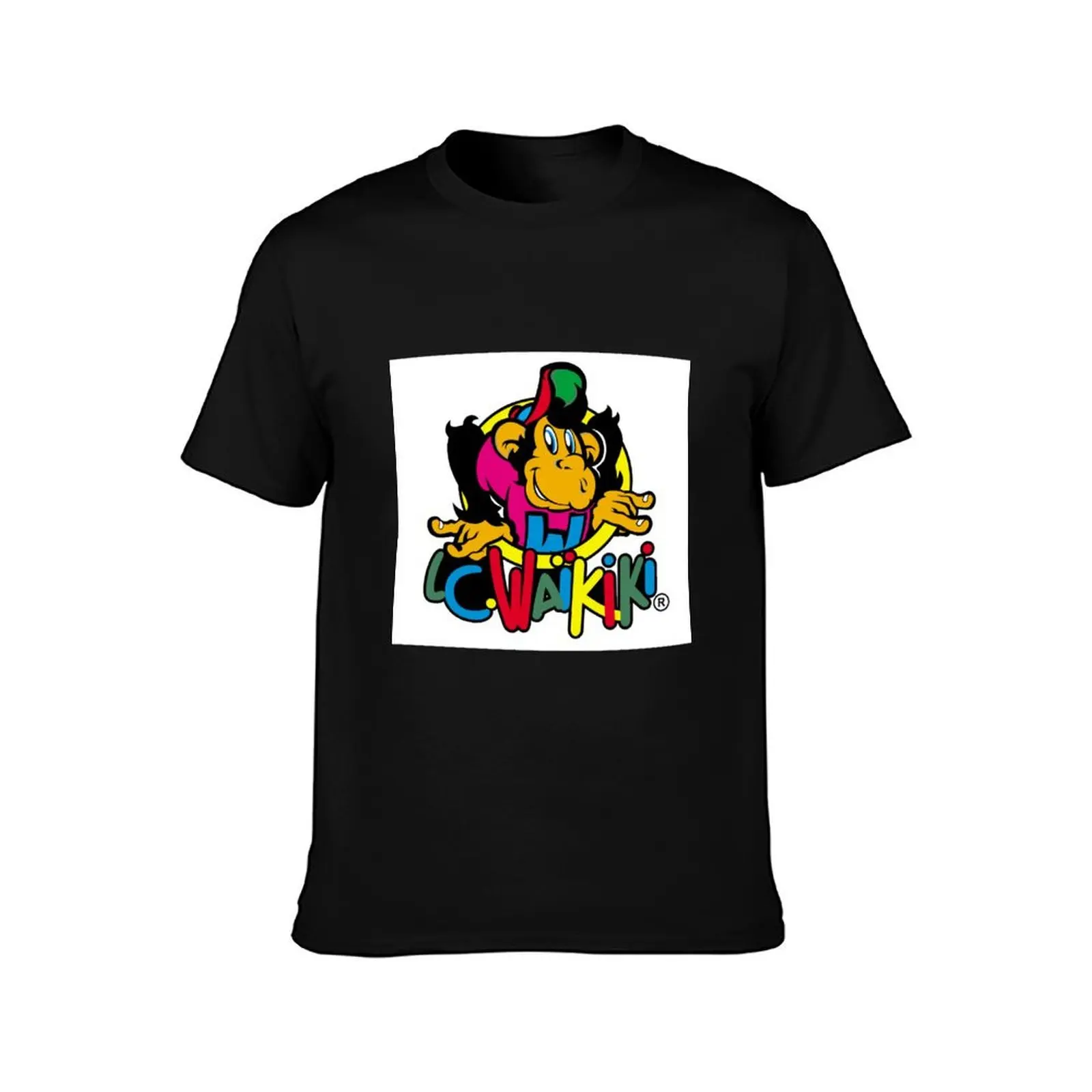 Waikiki Monkey 80's T-Shirt, Summer Casual Cotton Tee, Oversized Streetwear Tops, Vintage Graphic Print, Loose Fit Short Sleeve
