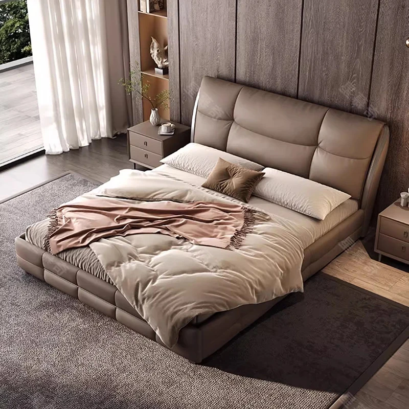 

Leather Design Massage Bed Bedroom King Size Modern Sofa Bed Human Dog Storage Luxury Letto Matrimoniale Lounge Suite Furniture