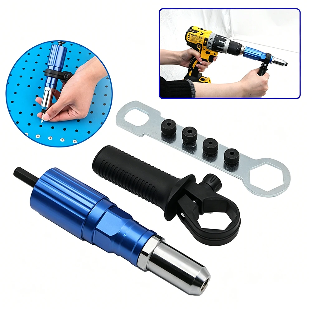 Aluminum Alloy Rivet Adapter Kit for Electric Rivet Tools Precision Fit Design and Efficient Head Switching System
