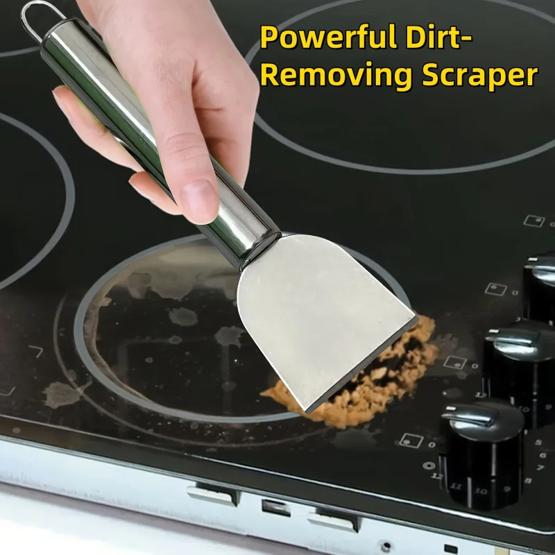 Raspador de limpeza versátil, removedor de cola de metal durável em aço inoxidável, pá de neve para cozinha, banheiro e uso doméstico