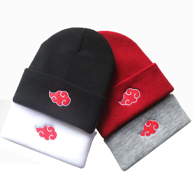 MINISO Anime Cartoon Naruto Akatsuki Embroidered Autumn Winter Outdoor Warmth Knitted Hats Women Men Ear Protection Beanies